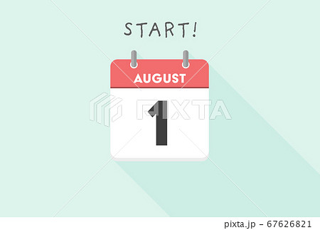 カレンダー 8月 1日 夏イメージ素材 シンプルで見やすい日めくりカレンダー 8月1日のイラスト素材