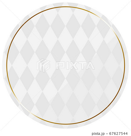 円形のフレーム ホワイト ゴールド 全面にダイヤパターンのイラスト素材