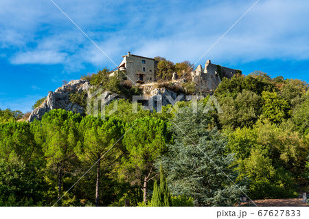 Old ruins near the village Vallon Pont d'Arc in 67627833