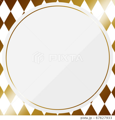 円形のフレーム ホワイト ゴールド ダイヤパターンの背景のイラスト素材