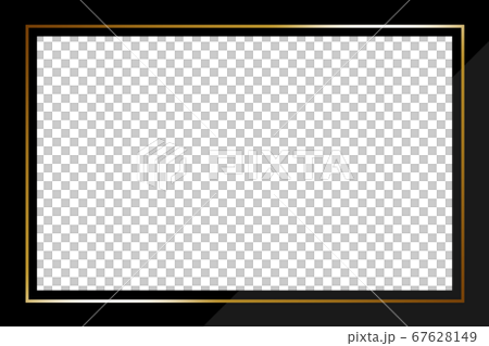 高級感のあるシンプルなフレーム 長方形 ブラック ゴールドのイラスト素材