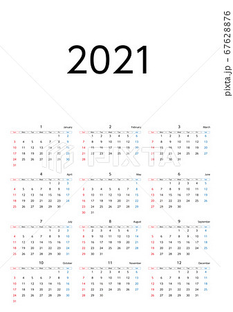 2021, calendar, white background - Stock Illustration