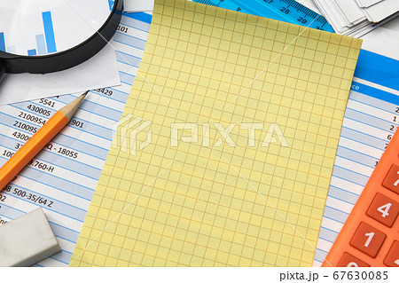 business office desk closeup - financial reports, business office desk closeup - financial reports, 67630085