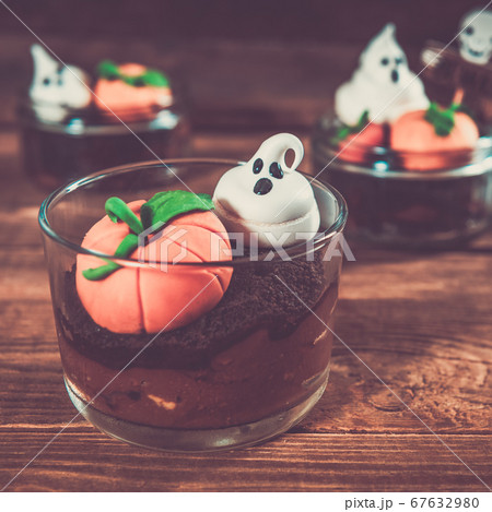 Chocolate Dirt Pudding for Halloween with Meringue 67632980