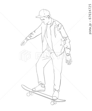 Young boy with skate board, isolated on background 67634725