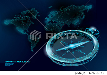 3D low poly compass. Business global international strategy concept. Journey travel direction destination banner. World exploration creative idea vector illustration 67636047