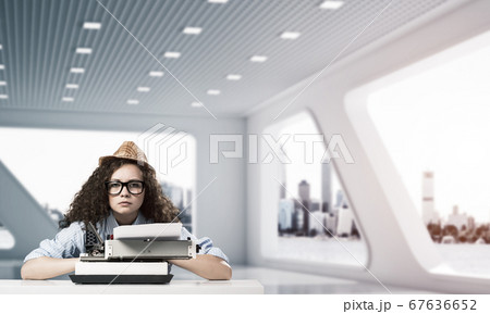 Creative inspiration of young female writer. 67636652