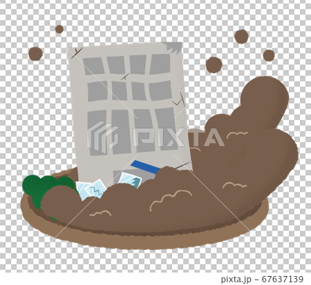 土砂崩れに遭うビルのベクターイラスト 67637139