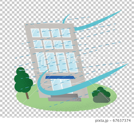 Vector illustration of building suffering from typhoon 67637374