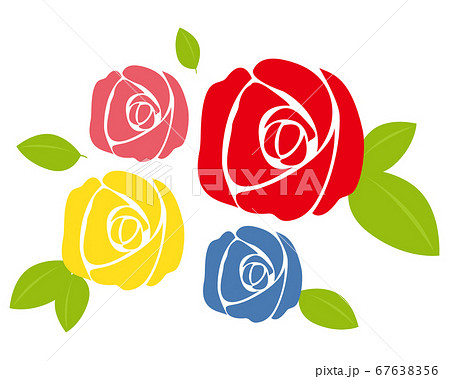 カラフルなバラの花のベクターイラストのイラスト素材