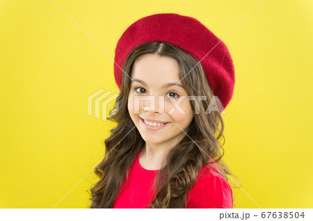 Hairdresser service. Kid girl long healthy shiny 67638504