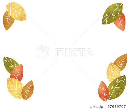 秋の葉の背景 茶色 落ち葉 フレーム 水彩 枯葉のイラスト素材