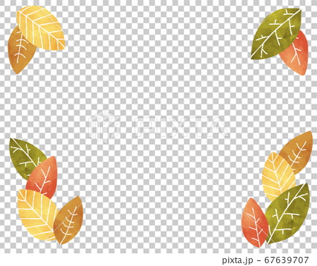 秋の葉の背景 茶色 落ち葉 フレーム 水彩 枯葉のイラスト素材