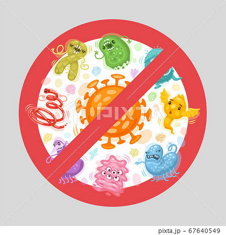 Stop Viruses Cartoon Signのイラスト素材