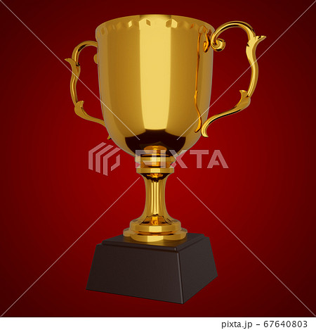 競争に勝利した人に優勝の証として与えられる、金のトロフィーまたは優勝カップ 67640803