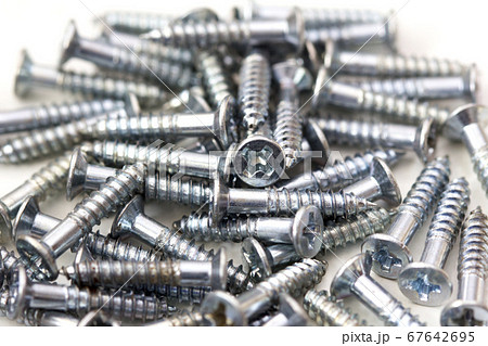 Close-up on screws, metal screws, iron screws, Close-up on screws, metal screws, iron screws, 67642695