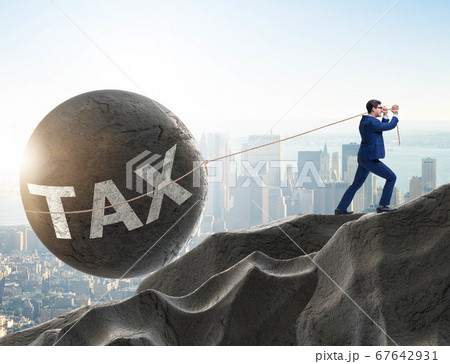 Business concept of tax payments burden Business concept of tax payments burden 67642931