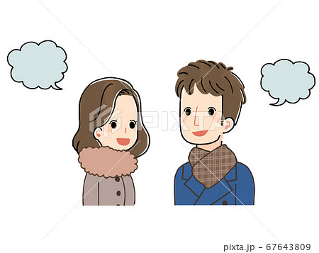 冬服を着て会話をする男女のイラスト素材