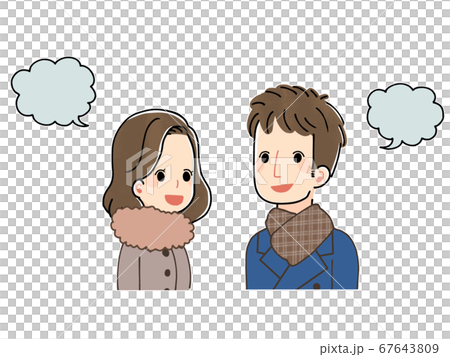 冬服を着て会話をする男女のイラスト素材