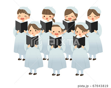 聖歌を歌う聖歌隊の子供達のイラスト素材