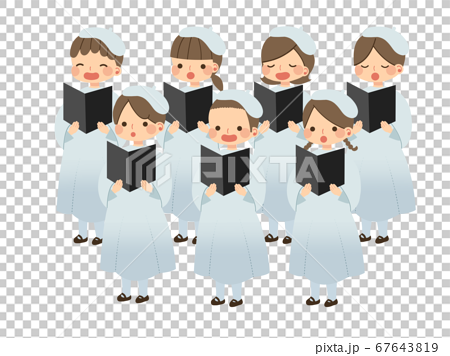 聖歌を歌う聖歌隊の子供達のイラスト素材