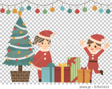 Child dressed as Santa Claus near the Christmas tree Child dressed as Santa Claus near the Christmas tree 67643832