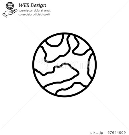 Mercury Planet Icon Thin Line Linear Outline のイラスト素材