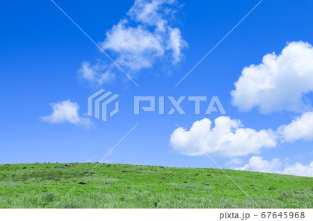エコイメージ　青空と草原　霧ヶ峰 67645968