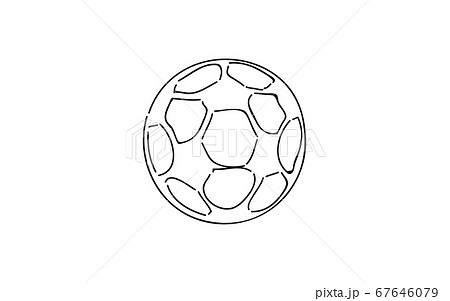 アナログ手書き風のゆるいタッチのアイコン サッカーボールのイラスト素材