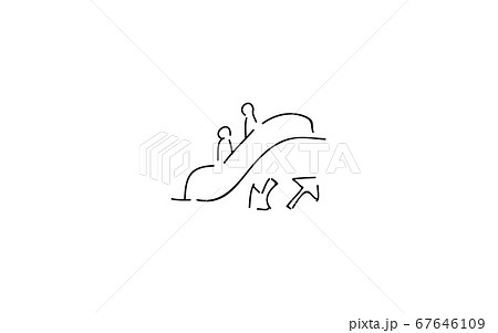 アナログ手書き風のゆるいタッチのアイコン：エスカレーター 67646109