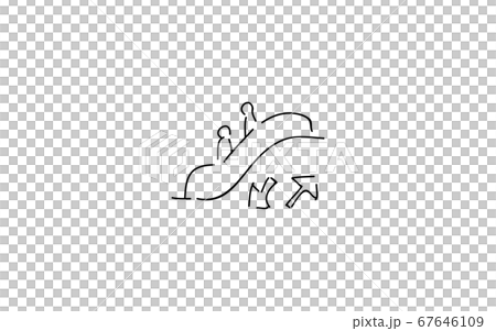 アナログ手書き風のゆるいタッチのアイコン：エスカレーター 67646109