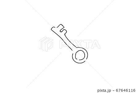アナログ手書き風のゆるいタッチのアイコン 南京錠 鍵のイラスト素材