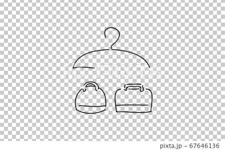 アナログ手書き風のゆるいタッチのアイコン：ハンガーと手荷物 67646136