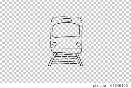 アナログ手書き風のゆるいタッチのアイコン 電車のイラスト素材