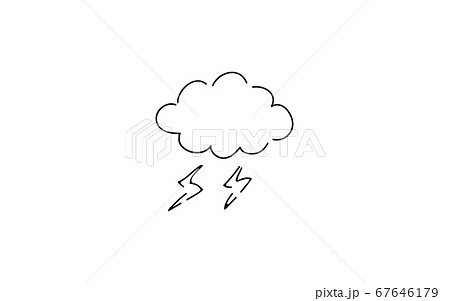 アナログ手書き風のゆるいタッチのアイコン：雷雲 67646179