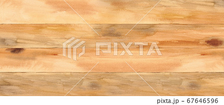 木の板を合わせた床や天板、壁。木目の背景。水彩テクスチャ。 67646596