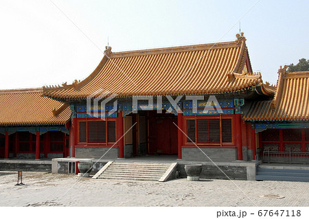 Forbidden City, Beijing, China. A traditional gate inside the Forbidden City. The Forbidden City has traditional Chinese architecture. The Forbidden City is also the Palace Museum, Beijing, China. 67647118