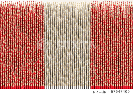 Flag of Peru made with color pencils. Art related 3D rendering 67647409