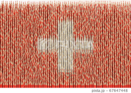 Flag of Switzerland made with color pencils. Art related conceptual 3D rendering 67647448