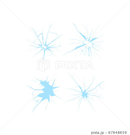 Broken Window Different Cracks Set. Vector 67648659