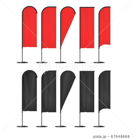 Realistic 3d Detailed Black and Red Blank Expo Banner Flag Template Mockup Set. Vector Realistic 3d Detailed Black and Red Blank Expo Banner Flag Template Mockup Set. Vector 67648668