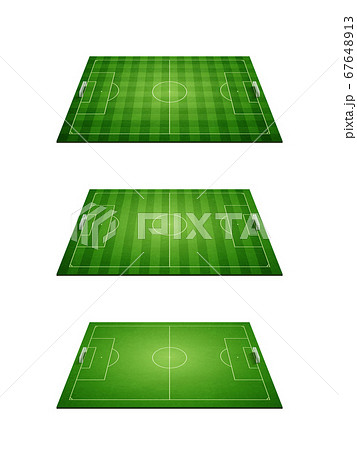 遠近法の緑のサッカーコートのセット ダメージ質感あり ベクターのイラスト素材