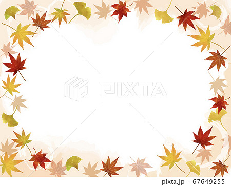 秋の紅葉のイラストフレーム素材のイラスト素材