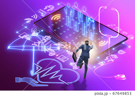 Concept of buying insurance online over internet Concept of buying insurance online over internet 67649853