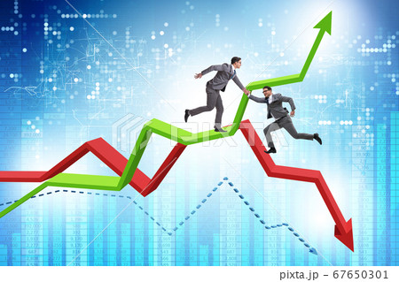 Businessman saving competitor during the crisis Businessman saving competitor during the crisis 67650301