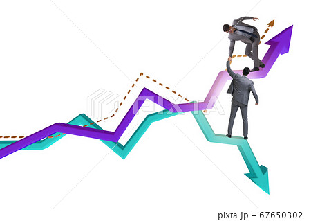 Businessman saving competitor during the crisis 67650302