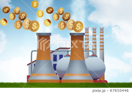 Plant in carbon tax and pollution concept - 3d rendering 67650446