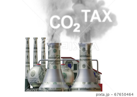 Carbon tax concept with industrial plant - 3d rendering 67650464