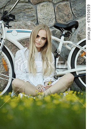young woman cyclist young woman cyclist 67650659