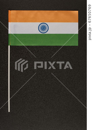 Table flag of India on black background. National 67650769